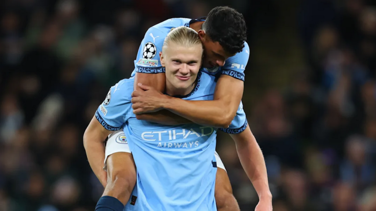 Erling Haaland selebrasi saat mencetak Gol Photo/GettyImages